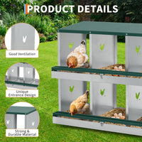 Garvee Chicken Nesting Box with Large Vented Hole Metal Egg Laying Box, 4 Spacious Compartments, 12x11 Inches, Green