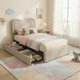 Garvee Boucle Bed Frame Queen Size Upholstered Soft Cloud Bed Grey with Headboard and Thickened Footboard - Grey
