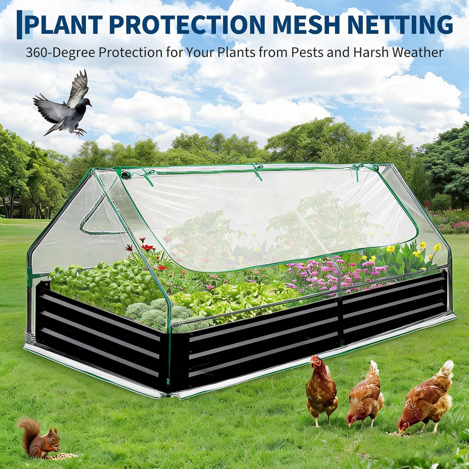 Protective cover with zippered screen windows