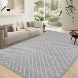 Garvee Area Rug 9x12 Living Room Rug Non Slip Modern Bedroom Stain Resistant Dining Room Throw Rug Geometric Area Rug Low Pile Untra Soft Contemporary Accent Carpet for Home Office, Grey - Grey