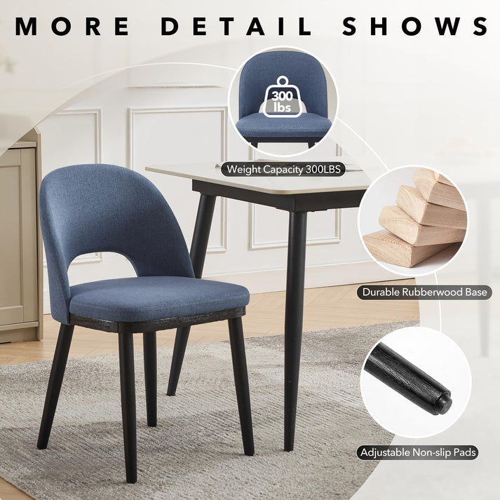 Sturdy rubberwood legs support up to 300 lbs on Garvee dining chair