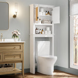 Garvee Over The Toilet Storage Cabinet Farmhouse Bathroom Organizer with Rattan Doors Adjustable Shelf Wood Color