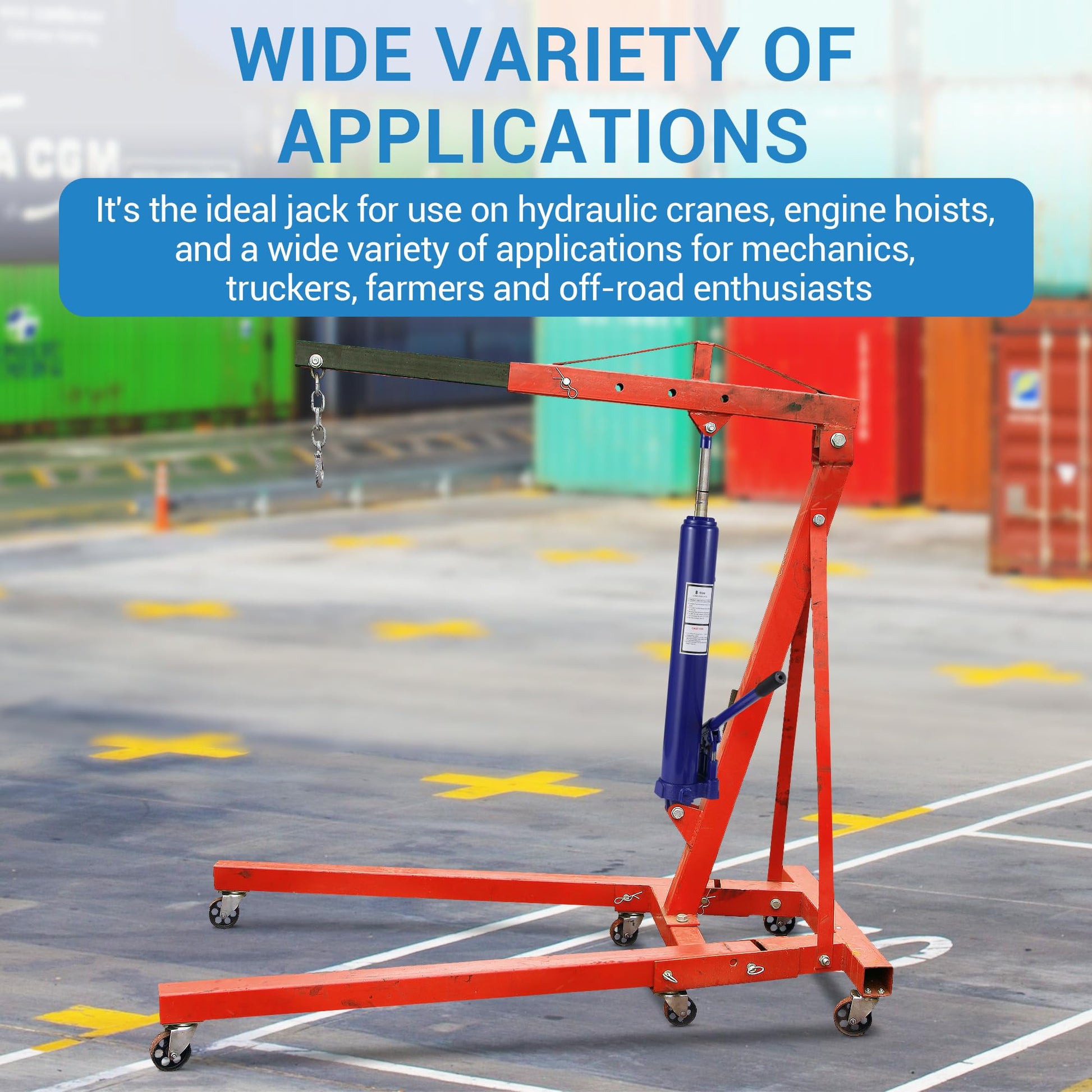Hydraulic long ram jack used on shop crane and engine hoist