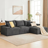 Garvee 110" Oversized Modular L-Shape Sectional Couch with Deep Seat, Modern Corduroy Fabric Sofa, Spacious Comfort, Versatile Living, Gray