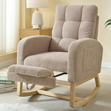 Garvee Light Brown Sherpa Rocking Chair Adjustable Reclining Rocker With Armrest Pocket Cozy Living Room Nursery Chair - Light Brown