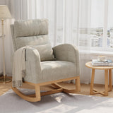 Garvee Nursery Glider Rocking Chair with Extendable Footrest, Linen Upholstery, Side Pockets, Light Grey for Bedroom, Living Room, Nursing Room, 26.6x29.1x39.8 inches - Light Grey