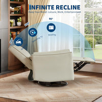 Fauteuil inclinable manuel Garvee pivotant et à bascule pour adultes, fauteuil inclinable à bascule et coulissant avec assise profonde en cuir PU et dossier haut pour chambre d'enfant, salon, chambre à coucher et salle de cinéma maison, beige