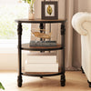 Garvee 3-Tier Round End Table with Storage Shelf, Metal Legs, MDF Wood, Ideal for Living Room, Bedroom, Small Spaces - Dark Oak
