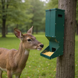 Garvee Galvanized Hanging Deer Feeder Box Heavy Duty Metal Corn Dispenser with Waterproof Cover for Outdoor Use Green