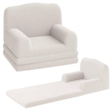 Garvee Kids Couch 2-in-1 Convertible Toddler Sofa Lounger, Foam Chair with Soft Sherpa, White Crown, Lightweight & Safe - White Crown