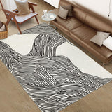 Garvee Modern Black & White 10x13 Abstract Area Rug, Minimalist Boho Washable Low Pile Non Slip TPR Backing Carpet for Living Room Bedroom Dining Office - Black & White