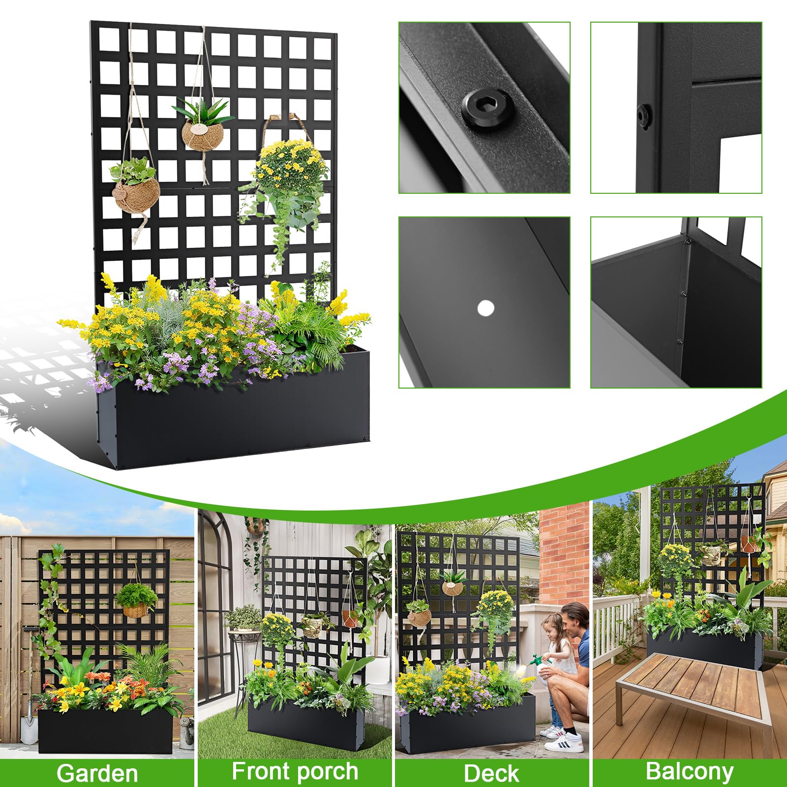 Raised garden bed details and outdoor placement options