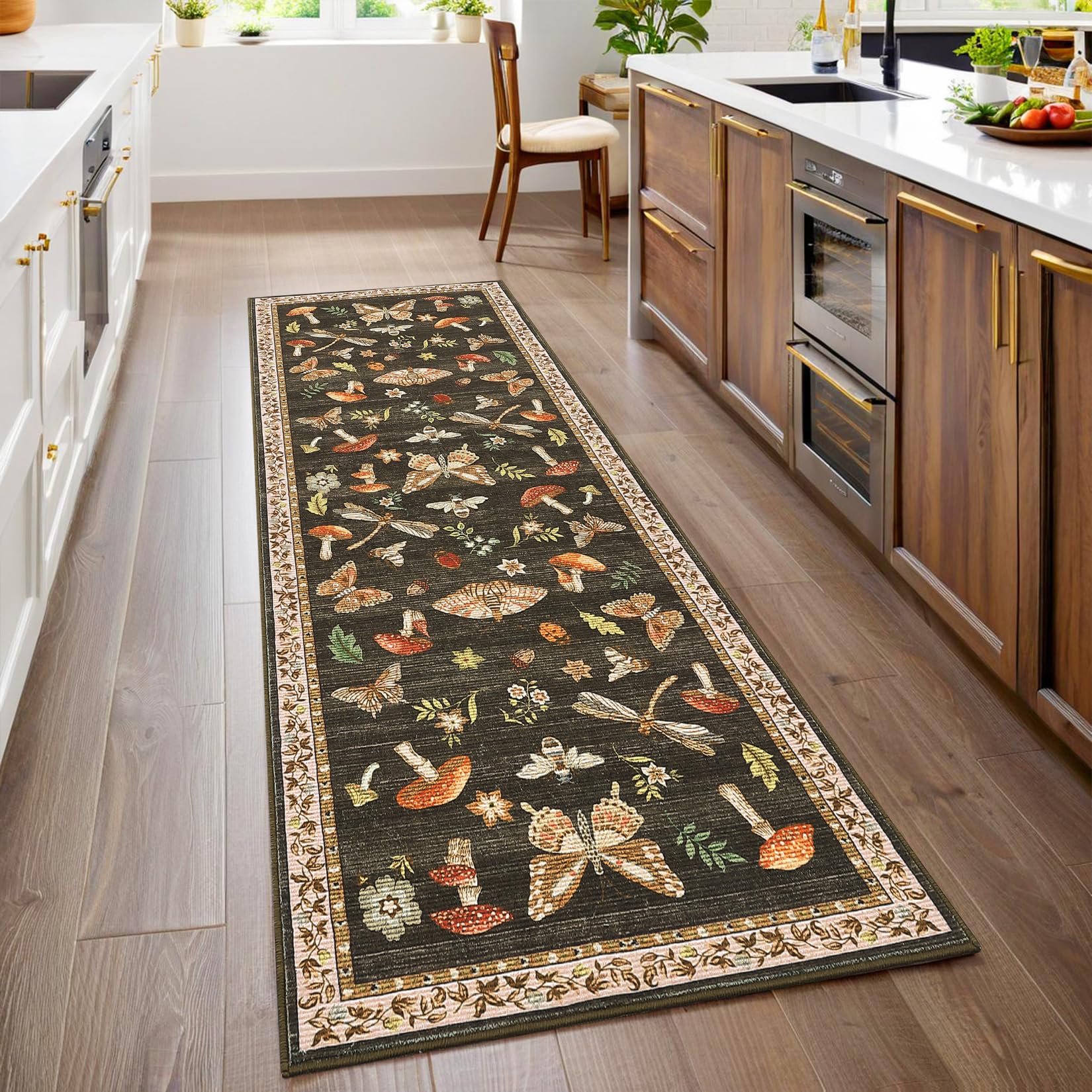 brown mushroom insect runner styled in a kitchen passage