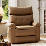 Garvee PU Leather Manual Recliner Chair with Side Pocket, Single Sofa Seat with 1.5X Sponge Comfort Arm and Back for Adults Living Room, Bedroom, Tan - Tan