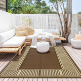 Garvee Outdoor Rug 9x18 ft Waterproof Reversible Plastic Straw Mat for Patio, Camping, RV, Balcony, Backyard, Beach - Line Brown - Line Brown