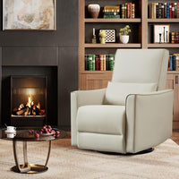 Fauteuil inclinable manuel Garvee pivotant et à bascule pour adultes, fauteuil inclinable à bascule et coulissant avec assise profonde en cuir PU et dossier haut pour chambre d'enfant, salon, chambre à coucher et salle de cinéma maison, beige