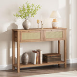 Garvee Entryway Table with 2 Drawers, Console Table for Entryway, Wood Sofa Table with Storage, Boho Console Table for Living Room, Hallway Foyer Table Home Furniture - Reclaimed Caramel Oak
