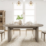 Garvee Oval Dining Table for 6-8 People with Thick Sturdy Wooden Base, Farmhouse Kitchen & Living Room Table, 70.87" Long, Grey Walnut - Grey Walnut