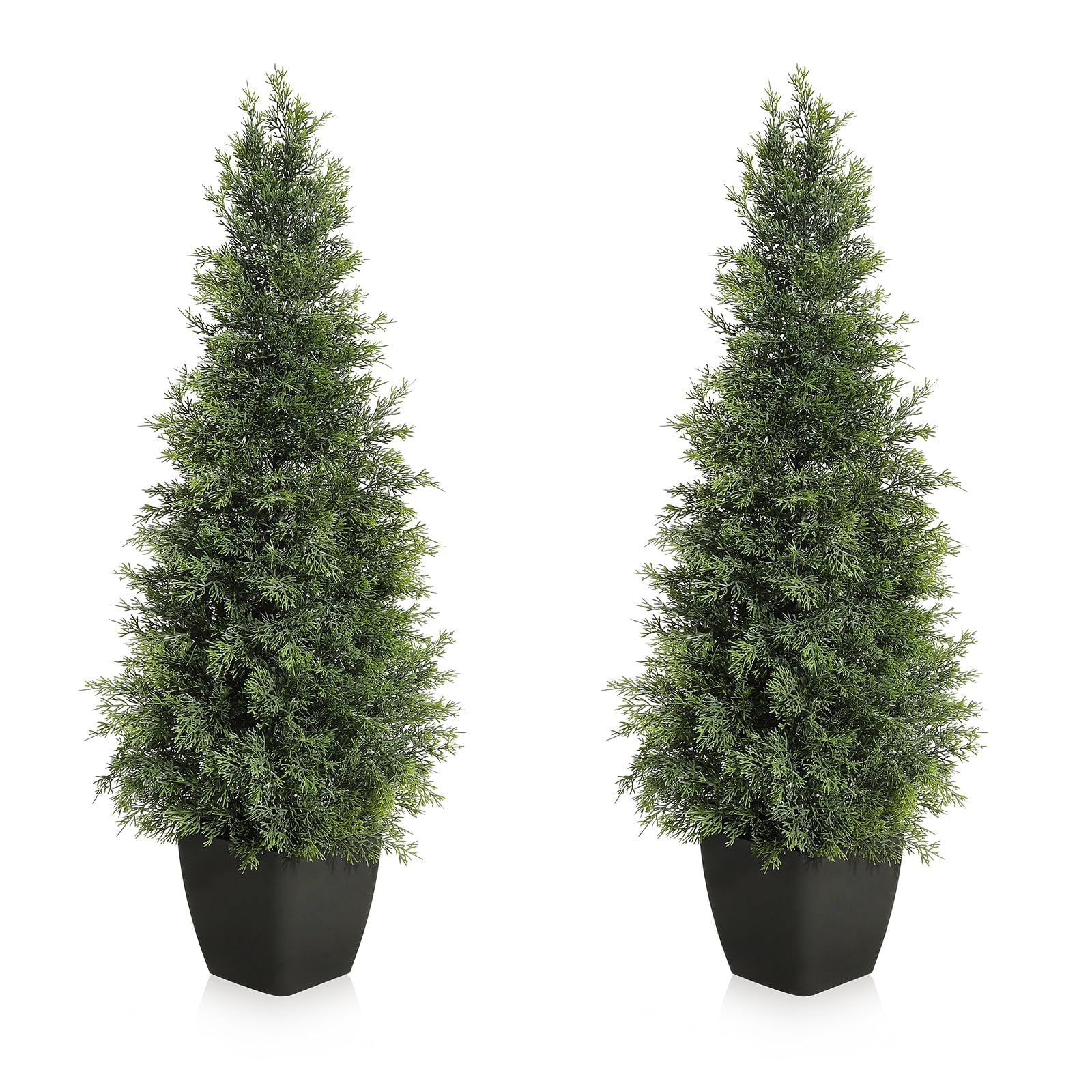 Set of two artificial cedar topiaries in matching pair