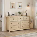 Garvee 54 Inch Wide 7-Drawer Dresser with Ring Pull Handles White Wood Chest for Bedroom Living Room Entryway Storage
