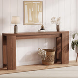 Garvee Farmhouse Narrow Console Table Rustic Wooden Sofa Table for Entryway Hallway Living Room 70.9" W x 11.8" D Brown - Brown