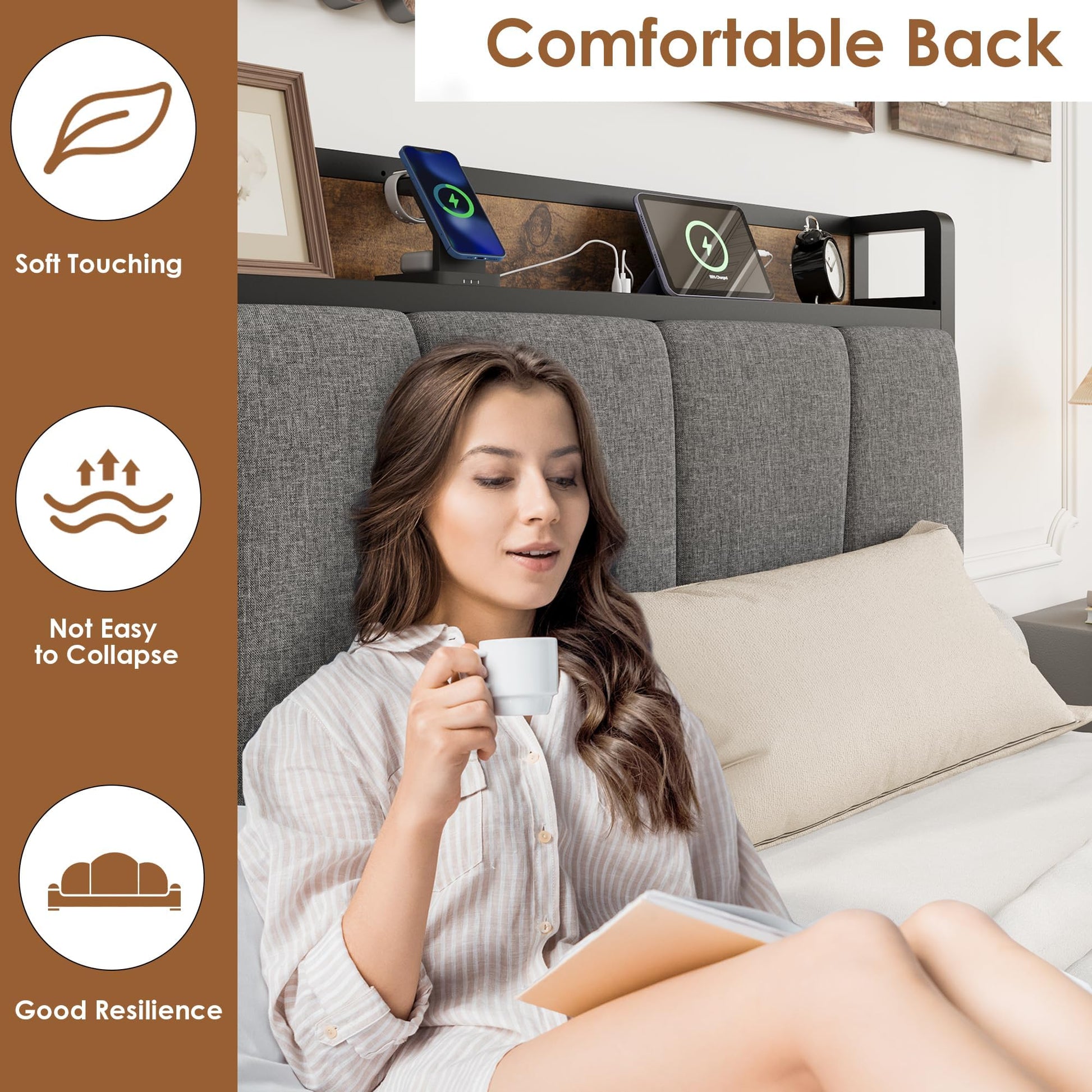 Tête de lit capitonnée en lin pour un soutien dorsal confortable
