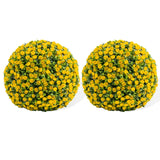Garvee Buchsbaumkugel With Flowers 2pcs Set, UV-Resistant PE Material, Weatherproof, Easy Assembly, Outdoor Balcony Wedding Decor, Green - Gelb