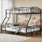 Garvee Bunk Bed Twin Over Full with Ladder and Arched Guardrail, Heavy Duty Steel Frame, Space-Saving, Black - Black