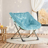 Garvee Rabbit Fur Saucer Chair Foldable Comfy Lounge Chair Metal Frame Kids Teens Adults Grey Cozy Indoor Sofa Bedroom Dorm Living Room - Green