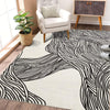 Garvee Modern Black & White 5x7 Striped Area Rug, Curve Design Low Pile Carpet for Living Room Bedroom Office