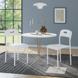 Garvee Dining Chairs Set of 2 Stackable Modern Kitchen Chairs Plastic Metal Legs Indoor Outdoor White