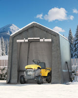 Garvee Outdoor Portable Storage Shed with Roll-Up Door & Vent, Heavy-Duty Waterproof PE Tarp, UV-Resistant for Motorcycle, Firewood, Garden Tools, Gray, 7'x10' - Gray