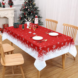 Garvee Christmas Tablecloth Red Snowflake 60x84in Rectangular Waterproof Indoor Outdoor Holiday Party - Red