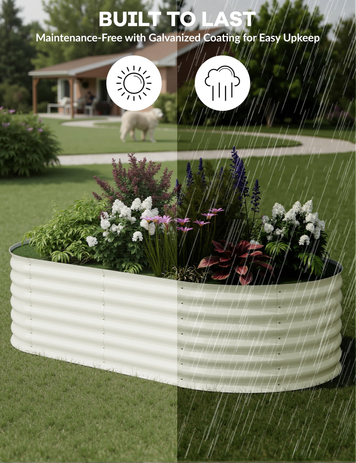 Garvee 2 Pcs Galvanized Raised Garden Bed, Beige, 6' X 3' X 2' galvanized metal construction