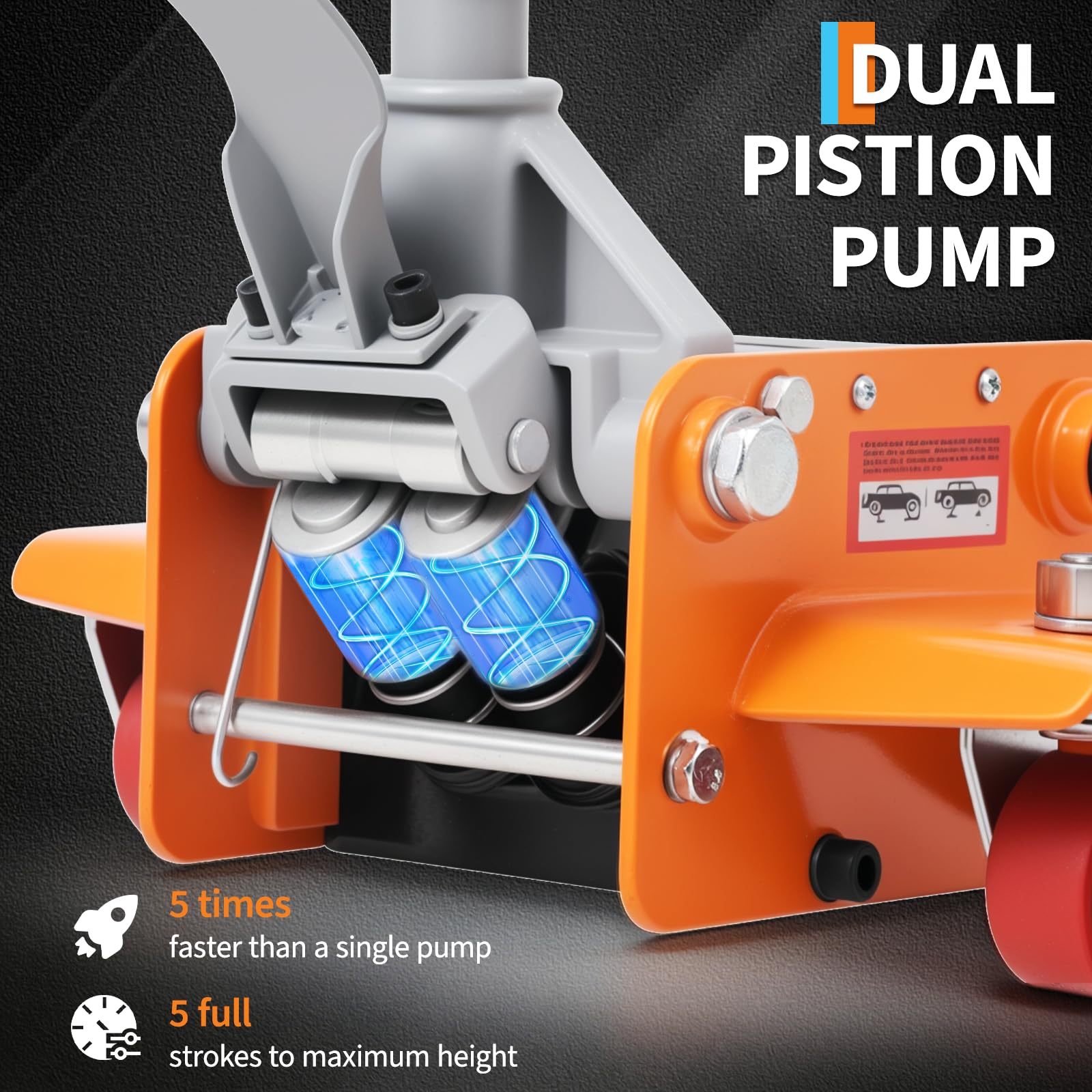 Dual piston pump for quick lifting