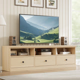 Garvee TV Stand for 75 Inch TV, Mid-Century Modern Entertainment Center with Storage Drawer, 70" TV Console with Open Shelves, Wood Media Console TV Cabinet for Living Room,Nural Oak - Wood