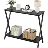 Garvee Console Table with Storage Shelf + Narrow Entryway Table + Vintage Wood Grain & Metal Frame + 41.3” Behind Couch + Adjustable Footpads + Industrial Hallway Table + Living Room, Foyer, Bedroom - Grey