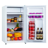 Garvee 91L Mini Refrigerator with Freezer Adjustable Thermostat Removable Glass Shelves Ideal for Bedroom Office Food Storage Cooled Beverages - White