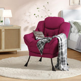 Garvee Lazy Chair Soft Comfortable PP Cotton Ergonomic Lounge Armchair with Side Pocket for Living Room Bedroom Dorm Office, Large, Modern Grey - Red