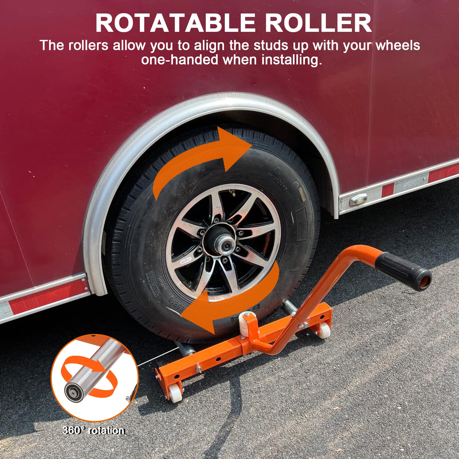 360 degree rotatable rollers for wheel alignment