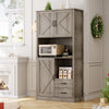 Garvee Modern Kitchen Pantry Cabinet with Microwave Stand, Tall Hutch Bar Cabinet with Drawers & Adjustable Shelves, Large Wood Storage Cabinet for Dining Room, Living Room, Grey