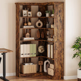 Garvee Farmhouse Bookshelf Corner Bookcase 72.8” Large Bookcase Wood Bookshelf Tall L Shaped Bookshelf 5 Tier Corner Shelf Display Rack Etagere Shelf Storage for Office Bedroom (Half Panel, Retro) - Retro