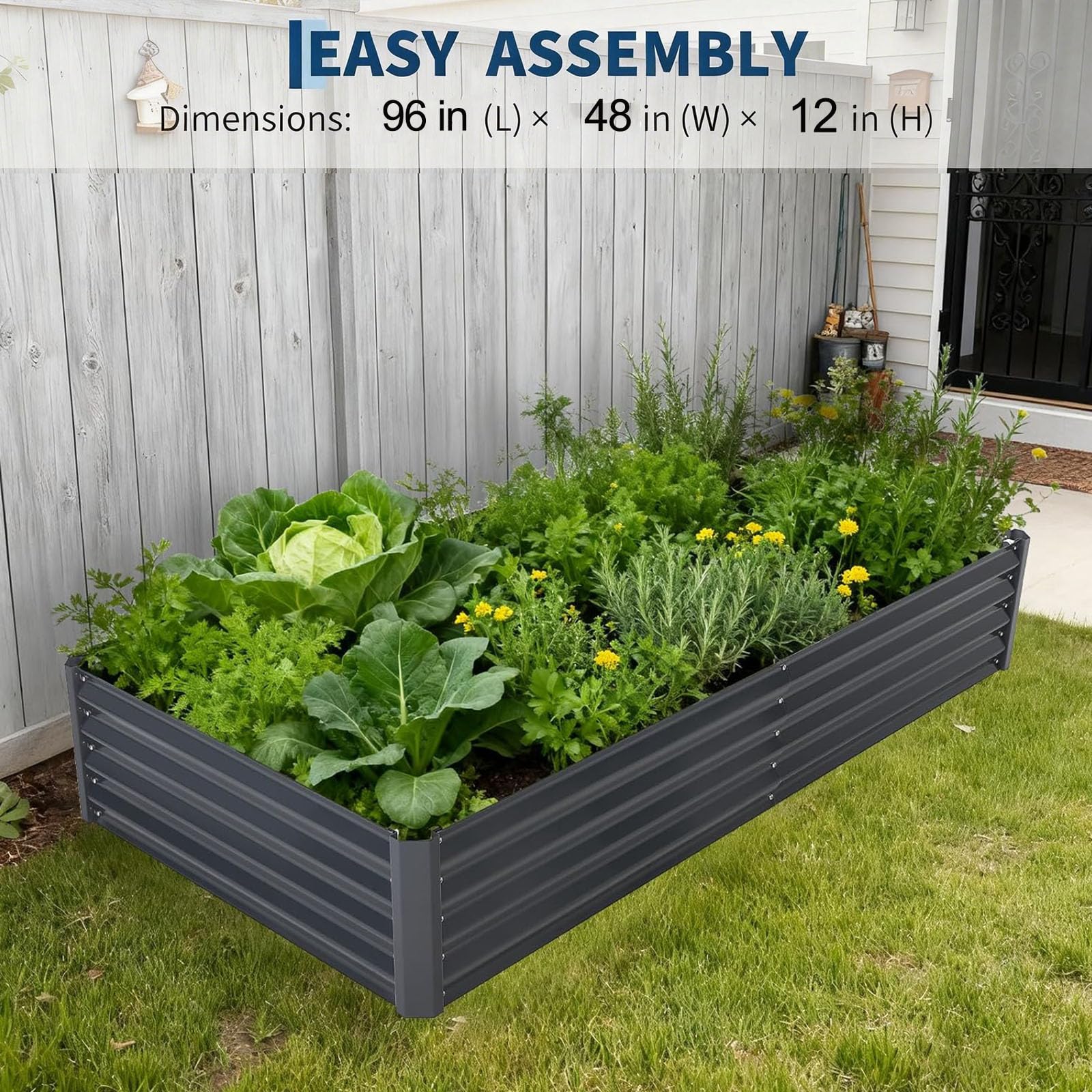 8 x 4 x 1 ft raised garden bed planting space