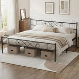 Garvee King Size Platform Bed Frame Metal With Unique Fist Design Headboard Under Bed Storage Black - Black (Fist Design)