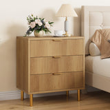 Garvee Walnut Dresser, Modern 3 Drawer Dresser for Bedroom with Gold Handle and Large Drawer, Wood Double Chest of Drawers and Storage Organizer for Living Room, Hallway, Entryway