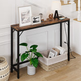 Garvee Narrow Sofa Table with Power Outlets and USB Ports, Industrial Console Table for Behind Couch, 39.4 Inch, Rustic Brown - Rustic Brown