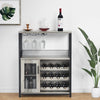 Garvee Farmhouse Coffee Bar Cabinet (Detachable Rack & Glass Holder) - Kitchen/Dining Room Sideboard, Grey - Wine Storage & Mesh Door Accent