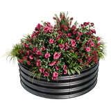 Garvee Round Raised Garden Bed 2x1ft Galvanized Metal Kit with Rust & Corrosion Protection, Black, Easy Assembly for Vegetables & Flowers - Black
