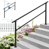Garvee Hand Rails for Outdoor Steps, 6 Step Adjustable Stair Railing Kit, Black, Safe & Easy Install - Black