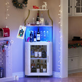 Garvee Corner Bar Cabinet for Liquor Cabinet with Adjustable Shelves, 61 in Industrial Tall Bar Cabinet, Freestanding Corner Wine Cabinet Rack, Mesh Door, Glass Holder, Kitchen, Black - Gold